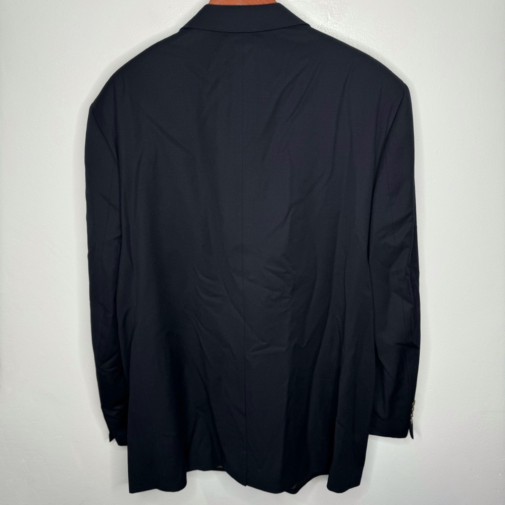 Joseph & Feiss Gold 2 Button Blazer Navy Blue 100% Wool Size 50L - Picture 2 of 7